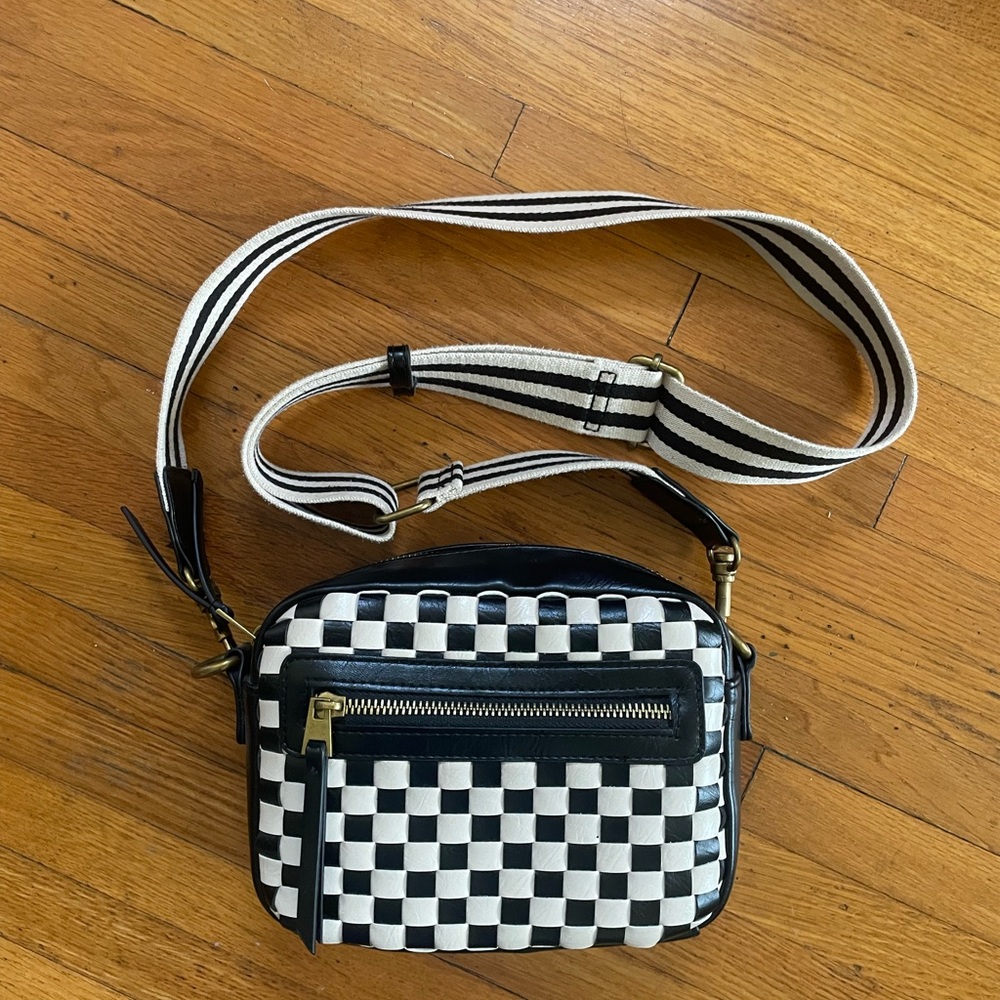 Black and White Checkered Crossbody Bag